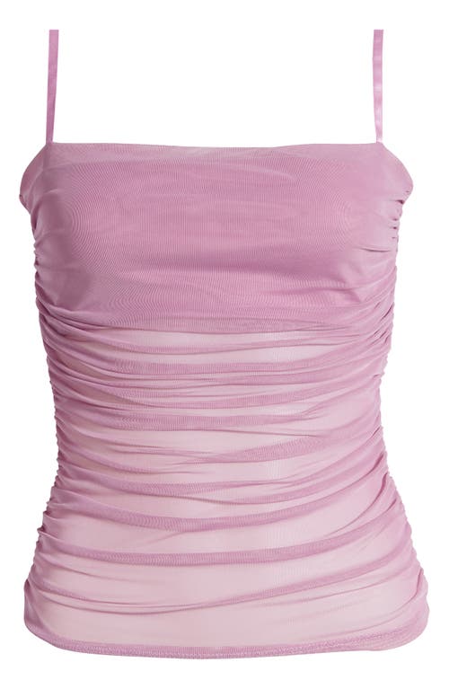 Open Edit Ruched Mesh Camisole In Pink