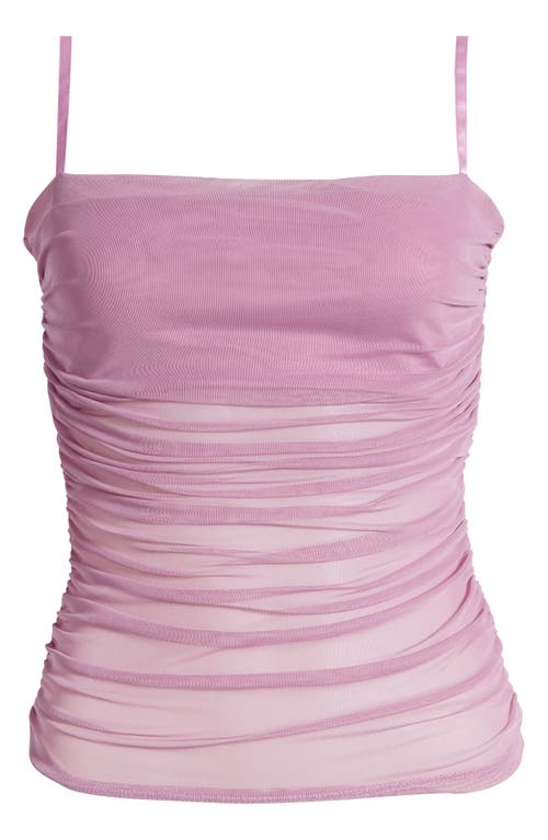 Shop Open Edit Ruched Mesh Camisole In Pink Gale