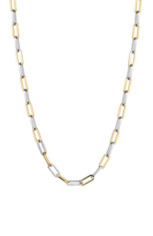 Two-Tone Paper Clip Chain Necklace in Silver And Gold