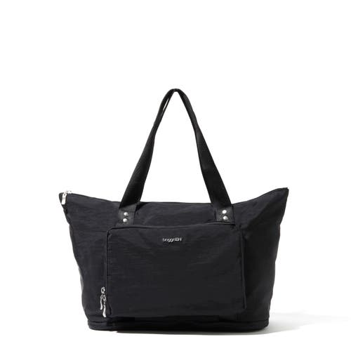 Baggallini Carryall Expandable Packable Weekender Tote Bag In Black