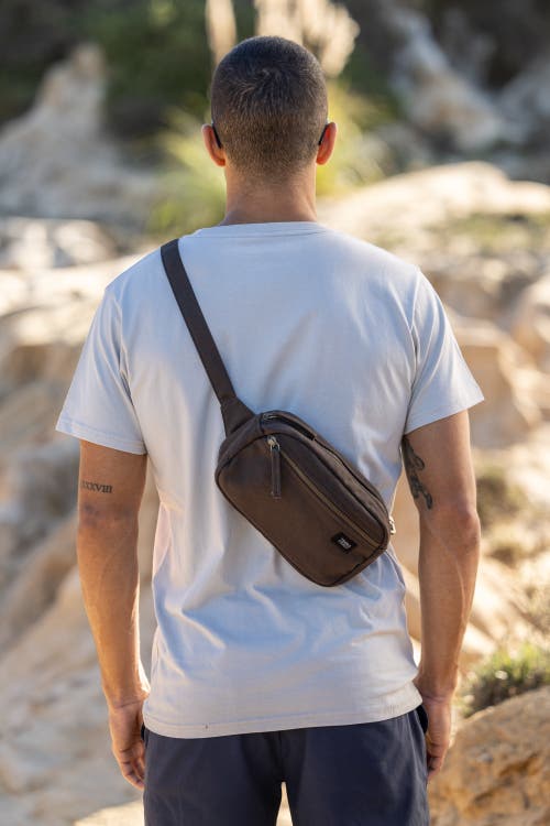 Terra Thread Organic Cotton Sling Belt Bag In Chestnut Brown