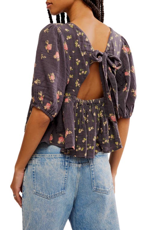 Shop Free People Chloe Mixed Print Back Cutout Top In Washed Black Combo