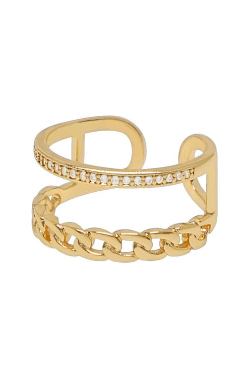 Cubic Zirconia Rope Ring in Gold
