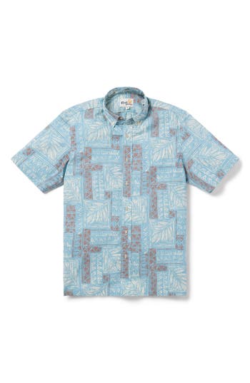 Reyn Spooner Dusty Fronds Classic Fit Short Sleeve Button-down Shirt In Adriatic Blue