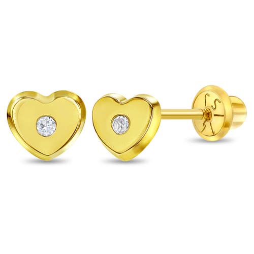 In Season Jewelry 14k Heart Cubic Zirconia Little Earrings In Gold