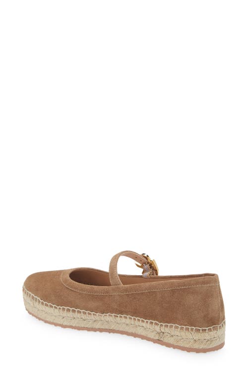Gianvito Rossi Suede Mary Jane Ballerina Espadrilles In Camel