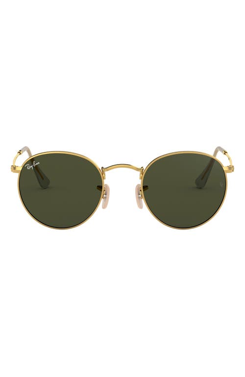 Ray Ban Ray-ban Icons 50mm Round Metal Sunglasses In Gold/green