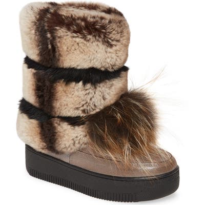 Sheridan Mia Tallulah Genuine Rabbit & Genuine Fox Fur Boot, Metallic