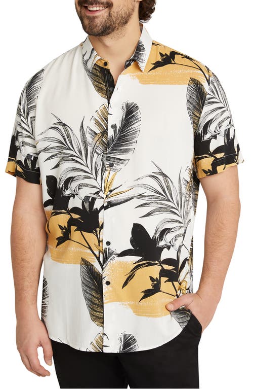 Johnny Bigg Griffin Leaf Print Short Sleeve Button-Up Shirt in White