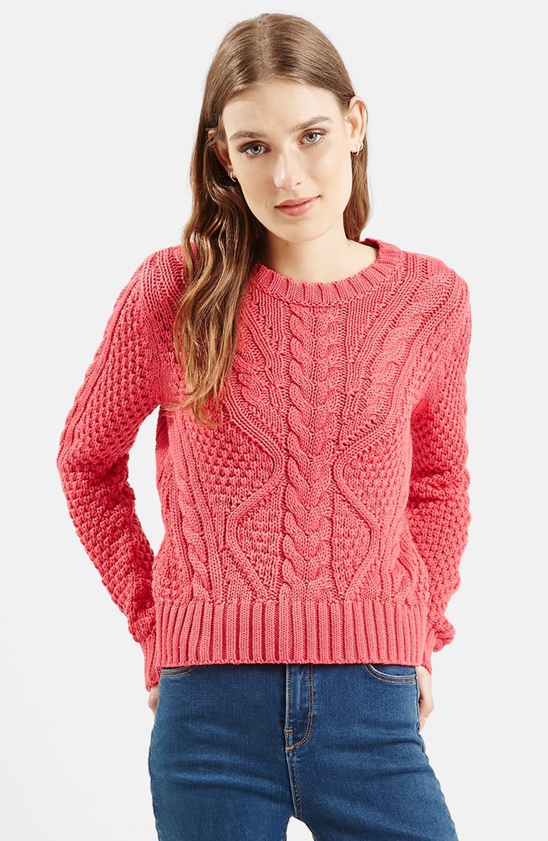 Topshop Cable Knit Crop Sweater (Nordstrom Exclusive) | Nordstrom
