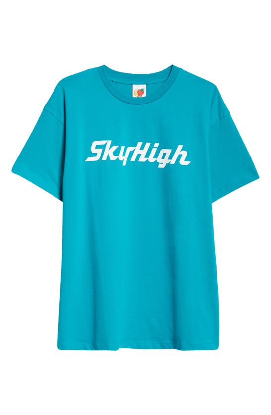 Shop Sky High Farm Workwear Gender Inclusive Construction Logo Organic Cotton Graphic T-shirt In Teal