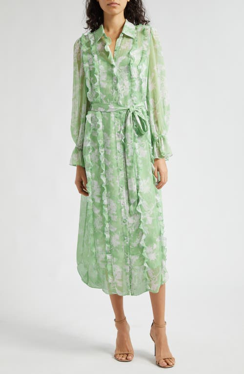 Cinq à Sept Estelle Floral Print Long Sleeve Dress in Peridot Multi at Nordstrom, Size 0