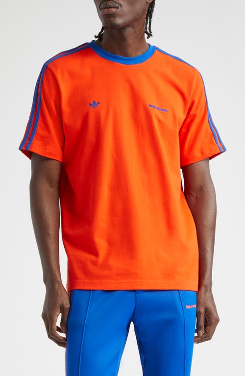 Shop Y-3 Adidas X Wales Bonner X Wales Bonner 3-stripes Cotton T-shirt In Bold Orange/team Royal Blue