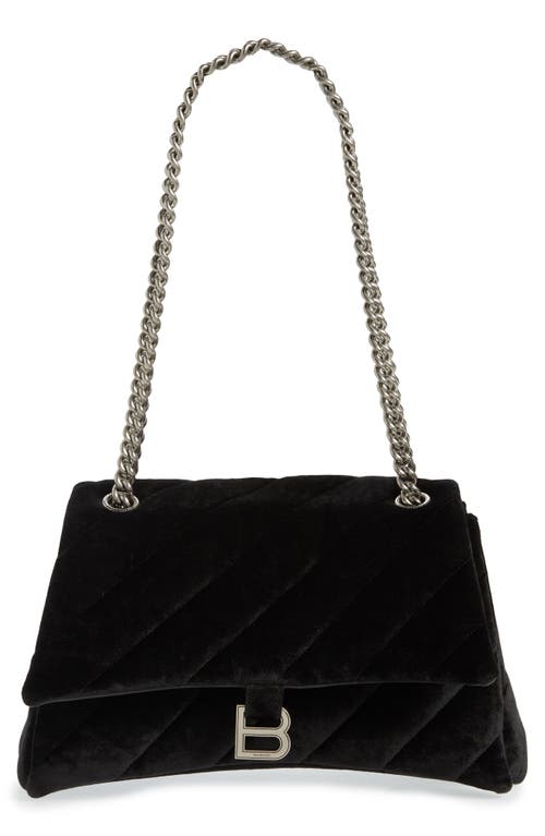 Balenciaga Medium Crush Quilted Velvet Crossbody Bag in Black at Nordstrom