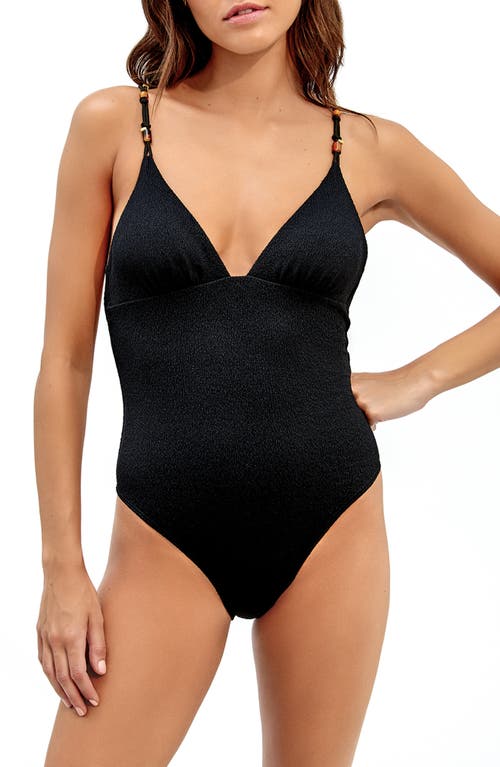 ViX Swimwear Firenz Claire Flora One-Piece Swimsuit in Black