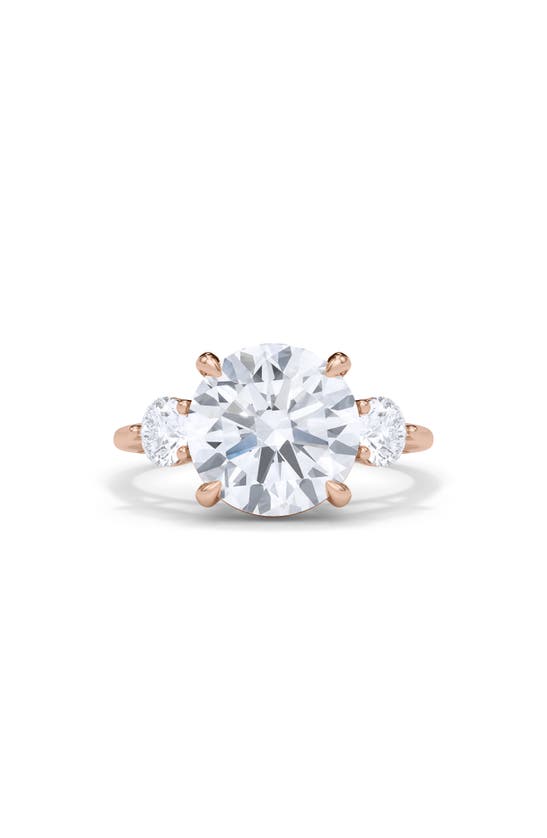 Shop Hautecarat Round Cut Lab Created Diamond Ring In 18k Rose Gold