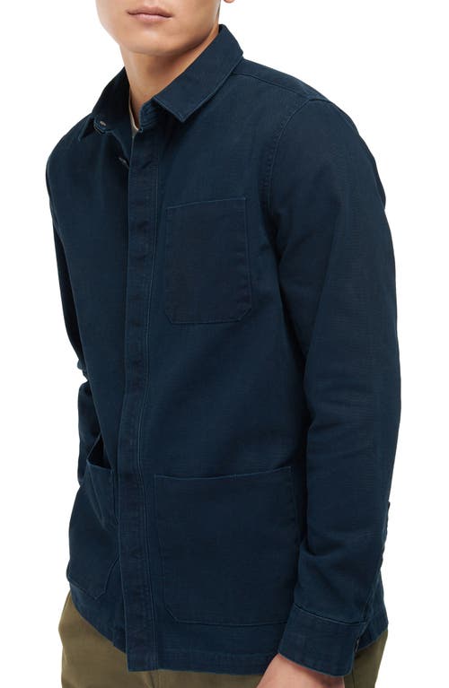 Barbour Lanwell Cotton Denim Button-Up Shirt in Navy