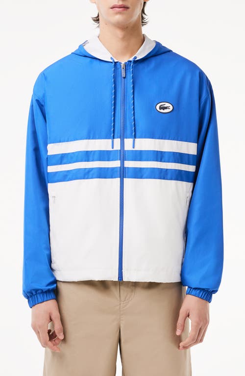 Lacoste Water Repellent Colourblock Hooded Jacket In Itv Ladigue/farine