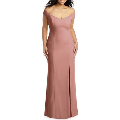 Plus Size Dessy Collection Off The Shoulder Crossback Gown, 0 (similar to 16W) - Pink