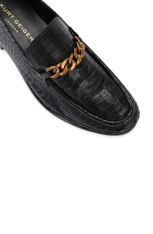 Kurt Geiger London Luca Croc Embossed Loafer In Charcoal
