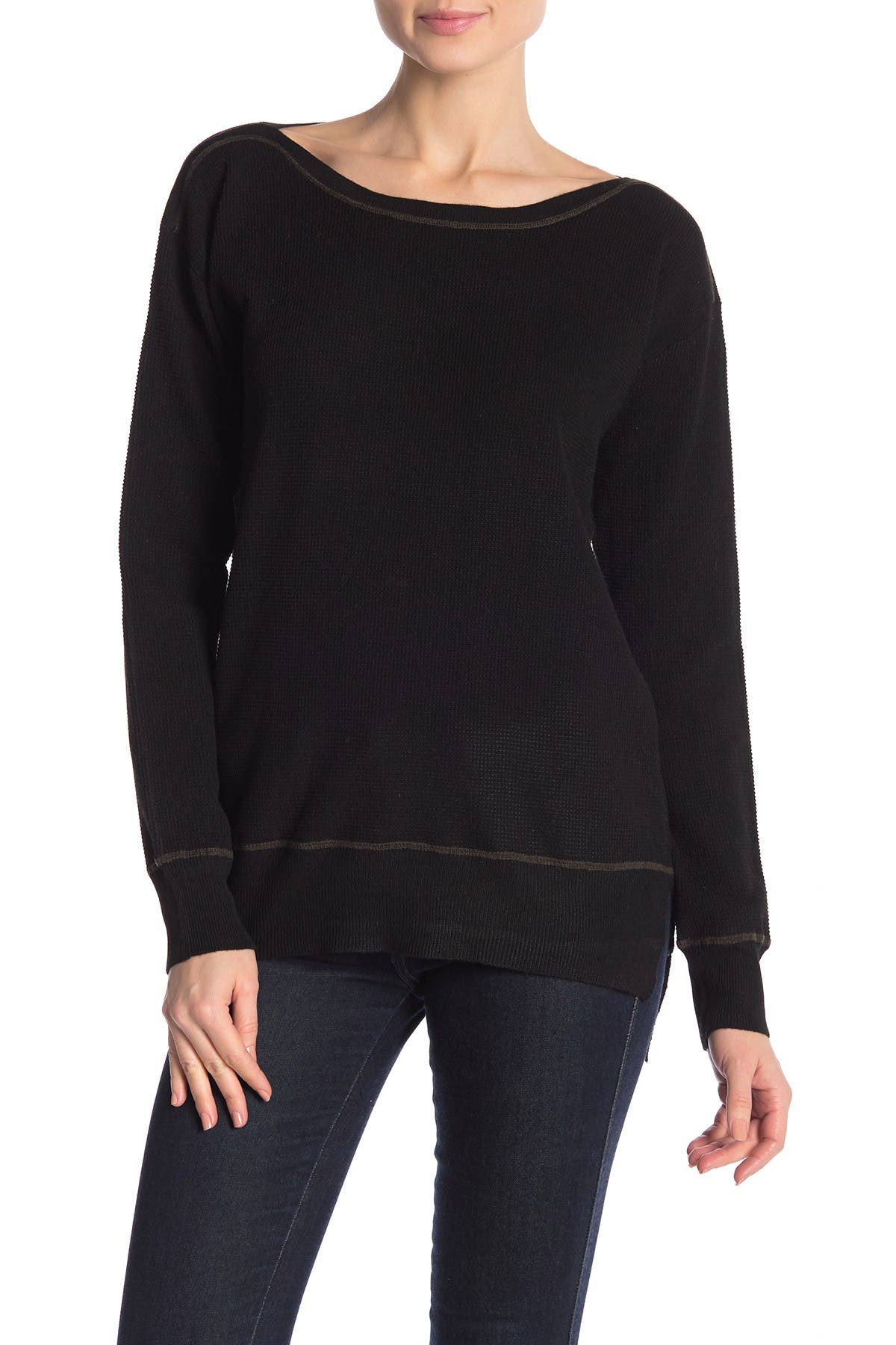 Sweet Romeo Plus Size Thermal Pullover Top