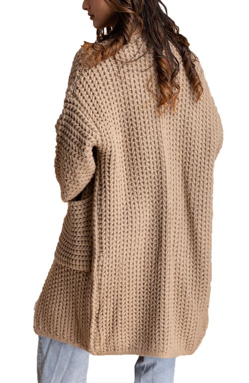 Saachi Knit Open Front Cardigan In Taupe