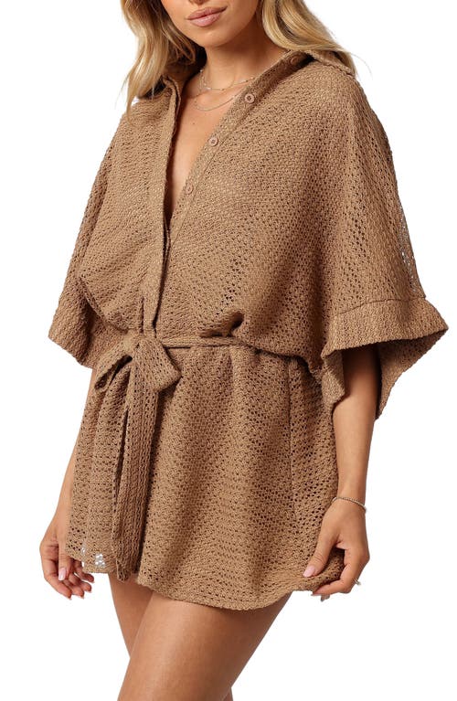 Petal And Pup Petal & Pup Culpo Open Stitch Cotton Romper In Brown