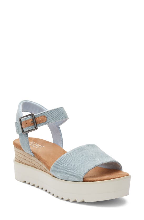 Shop Toms Diana Platform Wedge Sandal In Light/ Pastel Blue