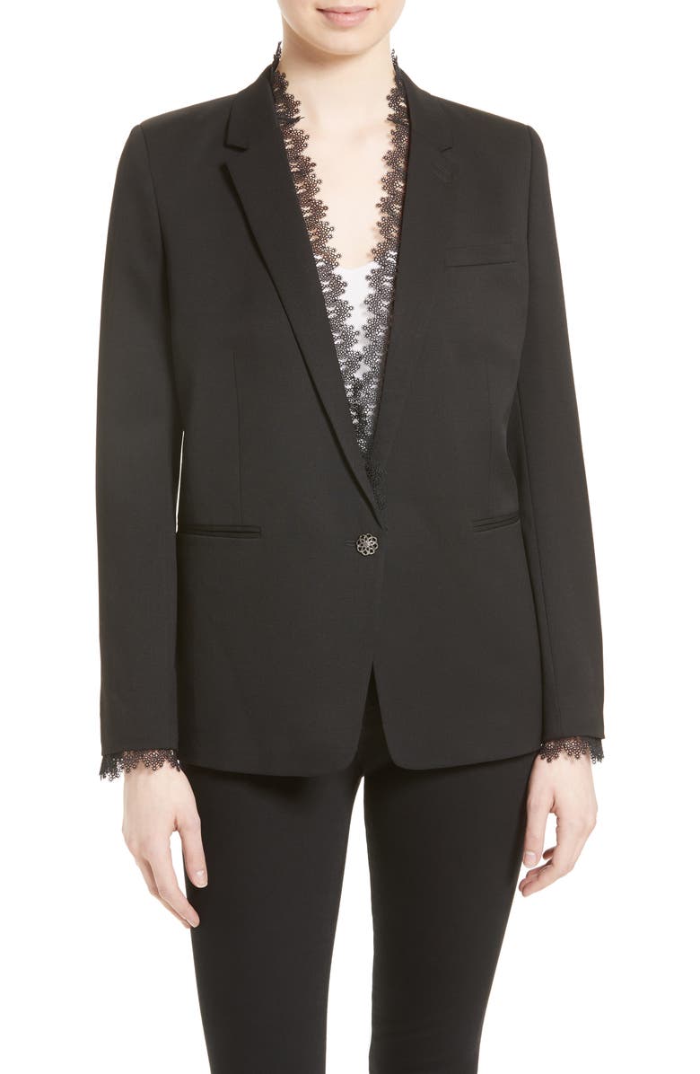 The Kooples Lace Trim Suit Jacket | Nordstrom