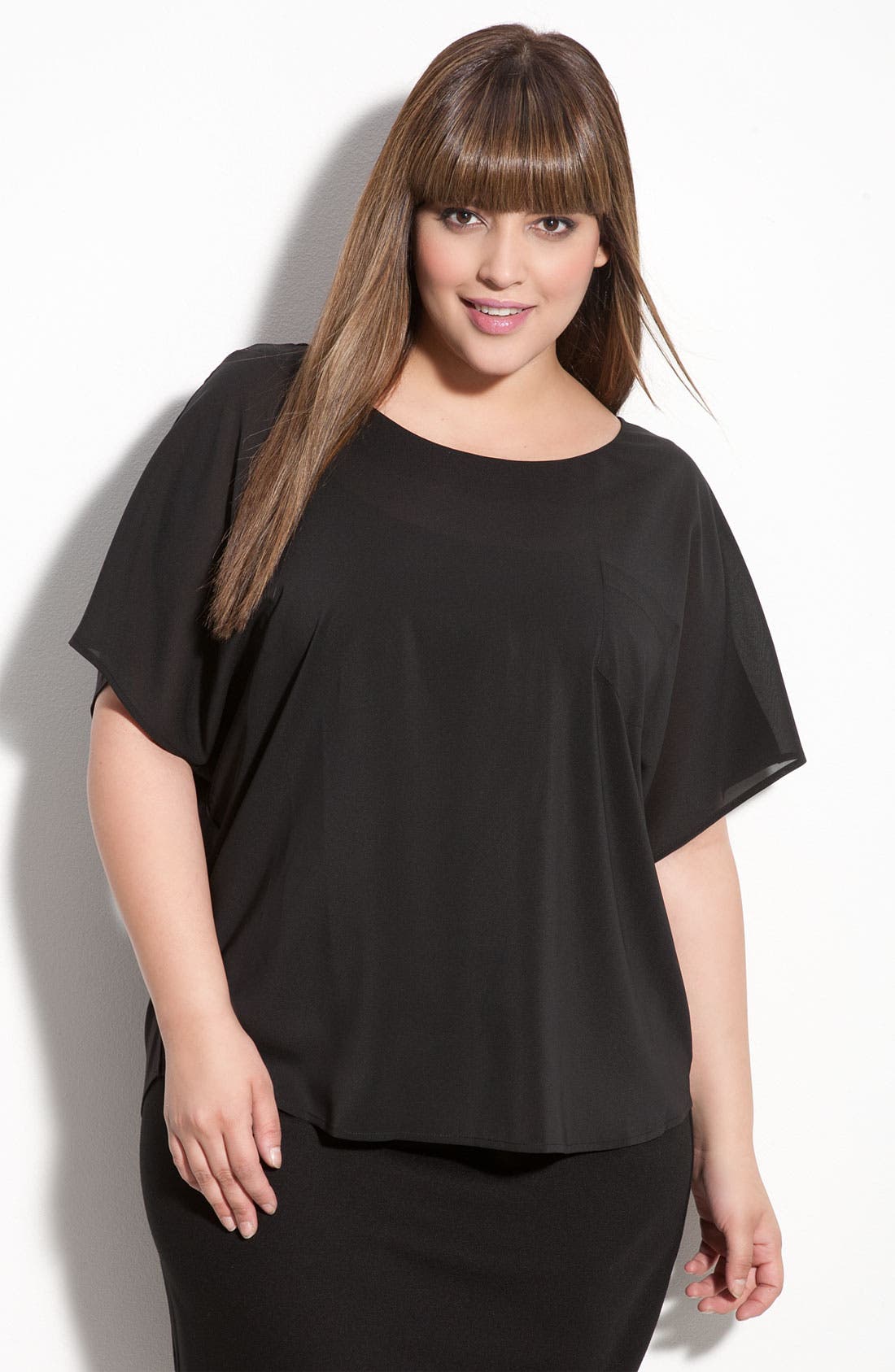 Sejour Mixed Media Top (Plus) Nordstrom