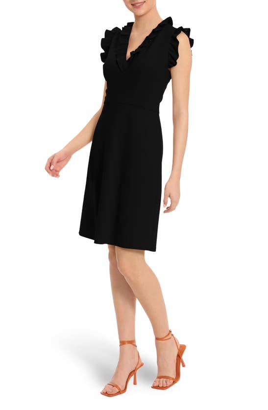 Maggy London Ruffle Sleeve Mini Dress In Black