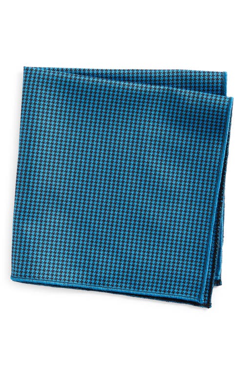 Houndstooth Cotton Pocket Square in Blue
