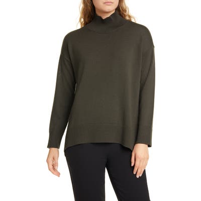 Eileen Fisher Mock Neck Oversize Sweater, Green