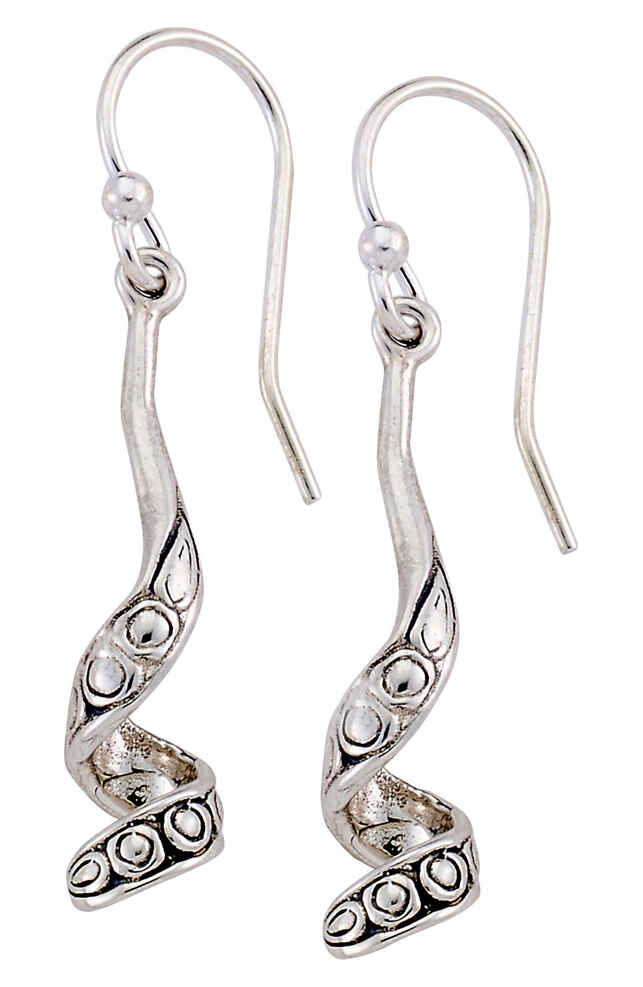 silver swirl drop earrings