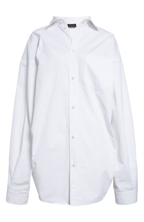 Balenciaga Asymmetric Shirt With Logo Embroidery In White