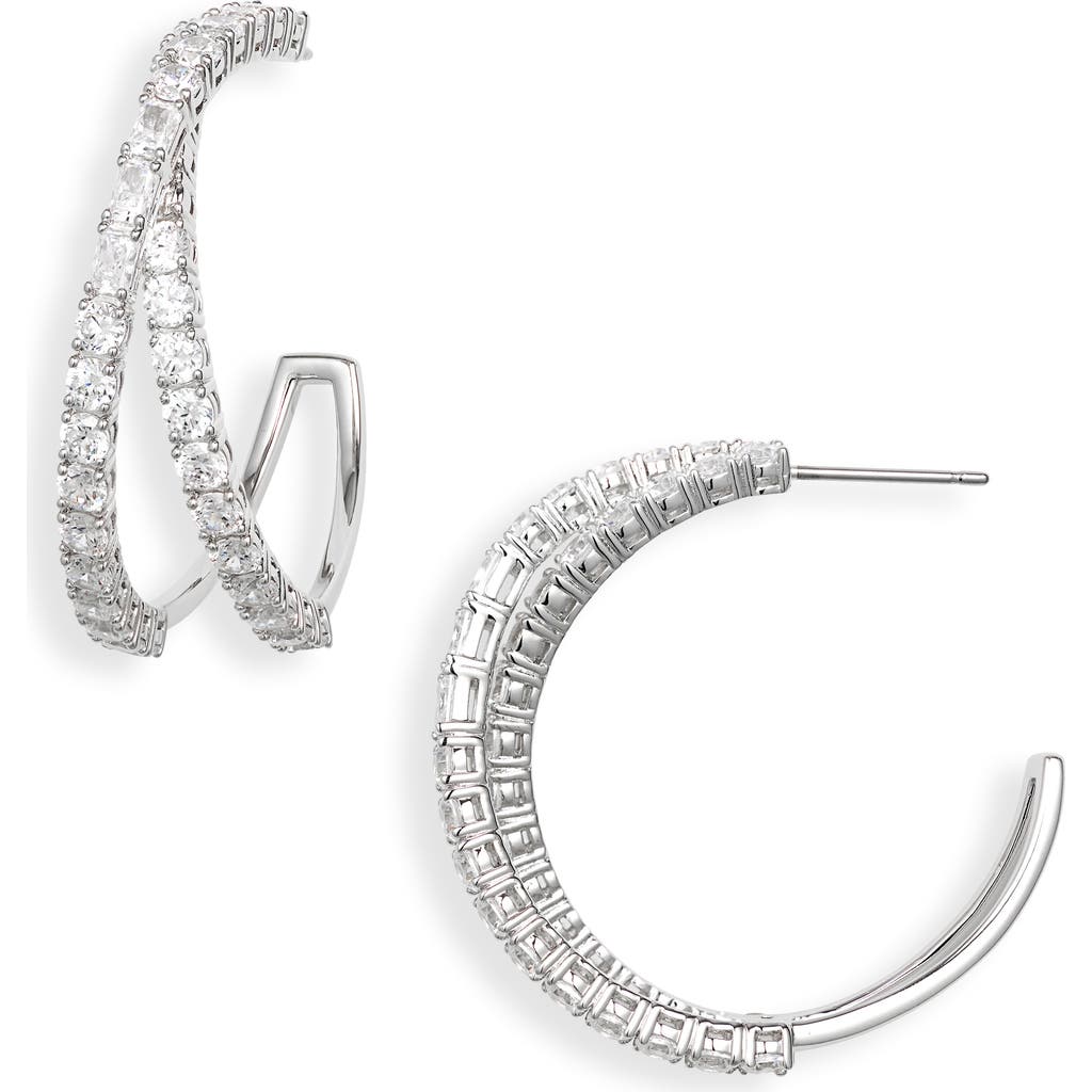 NADRI NADRI CROSS CZ HOOP EARRINGS