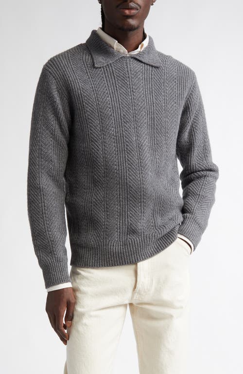 Drake's Collared Wool & Cashmere Sweater in 600 Grigio Grey 