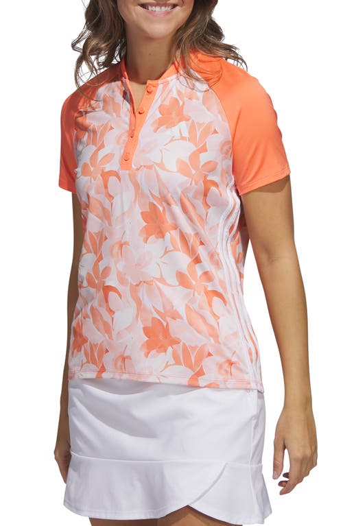 adidas Golf Floral Short Sleeve Golf Polo in Coral Fusion