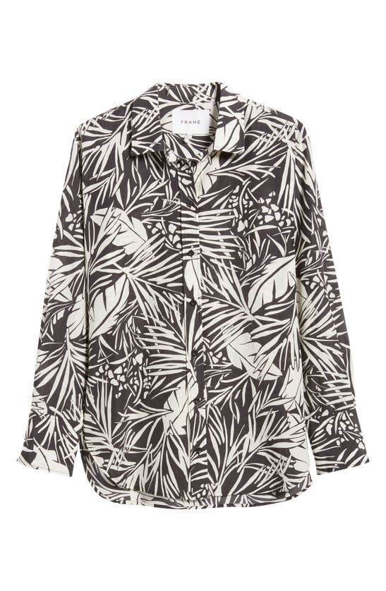 Frame The Oversize Palm Print Cotton & Silk Button-up Shirt In Noir ...