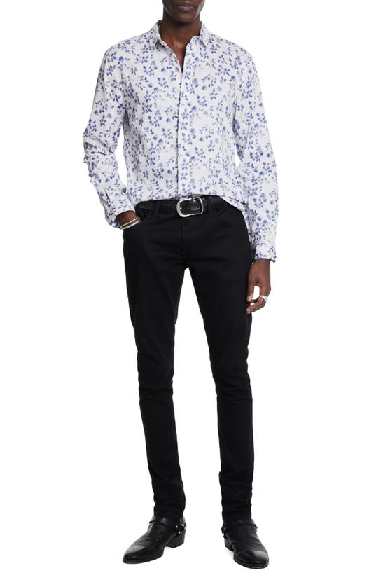 Shop John Varvatos Rodney Floral Button-up Shirt In Blue Stone