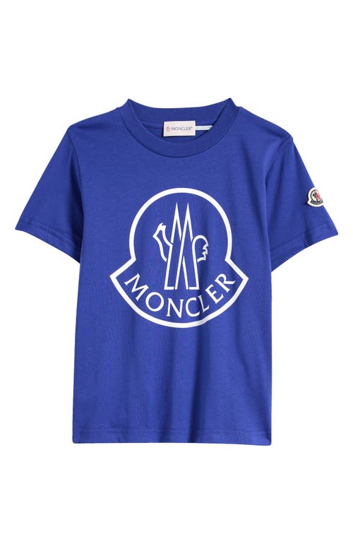 Shop Moncler Kids' Logo Cotton Graphic T-shirt In Blue