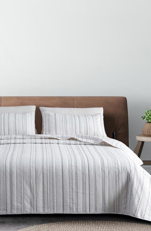 Woven & Weft Stripe Quilt & Sham Set In Grey