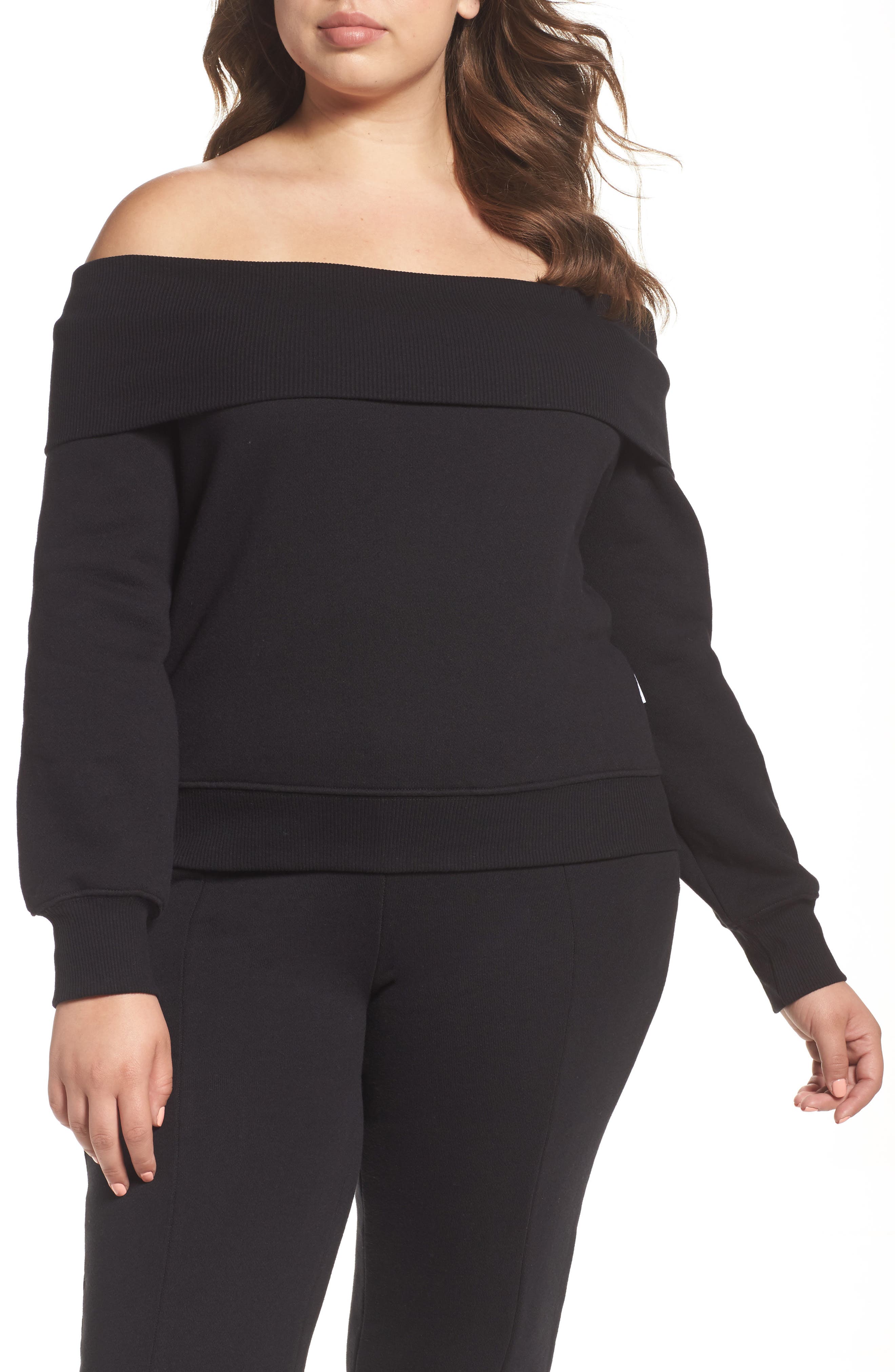 black off the shoulder sweatshirt