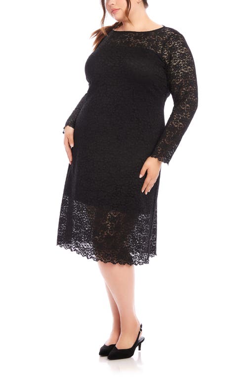 KAREN KANE KAREN KANE LACE LONG SLEEVE MIDI DRESS 