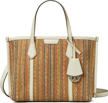  Tory Burch Women's Perry Natrual Canvas Leather Small Tote  Handbag : Clothing, Shoes & Jewelry