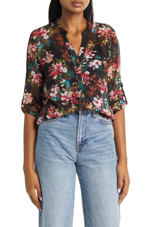 KUT from the Kloth Jasmine Top in Quartu Bouquet Black Brown