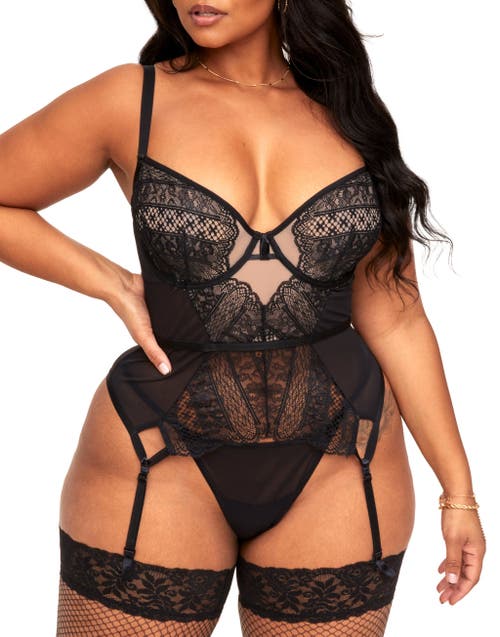 Shop Adore Me Naya Unlined Bustier & G-string Set In Black