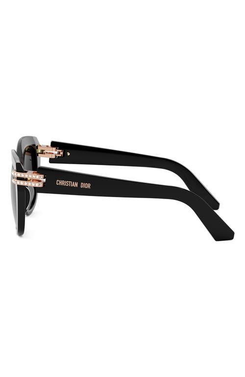 Shop Dior C 53mm Butterfly Sunglasses In Shiny Black/gradient Smoke