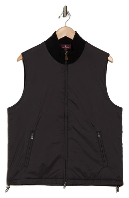 Bruno Magli Merino Wool Rib Collar Nylon Vest In Black