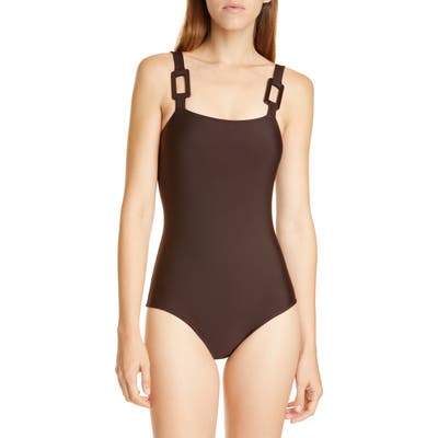 Adriana Degreas Solid One-Piece Swimsuit, Brown